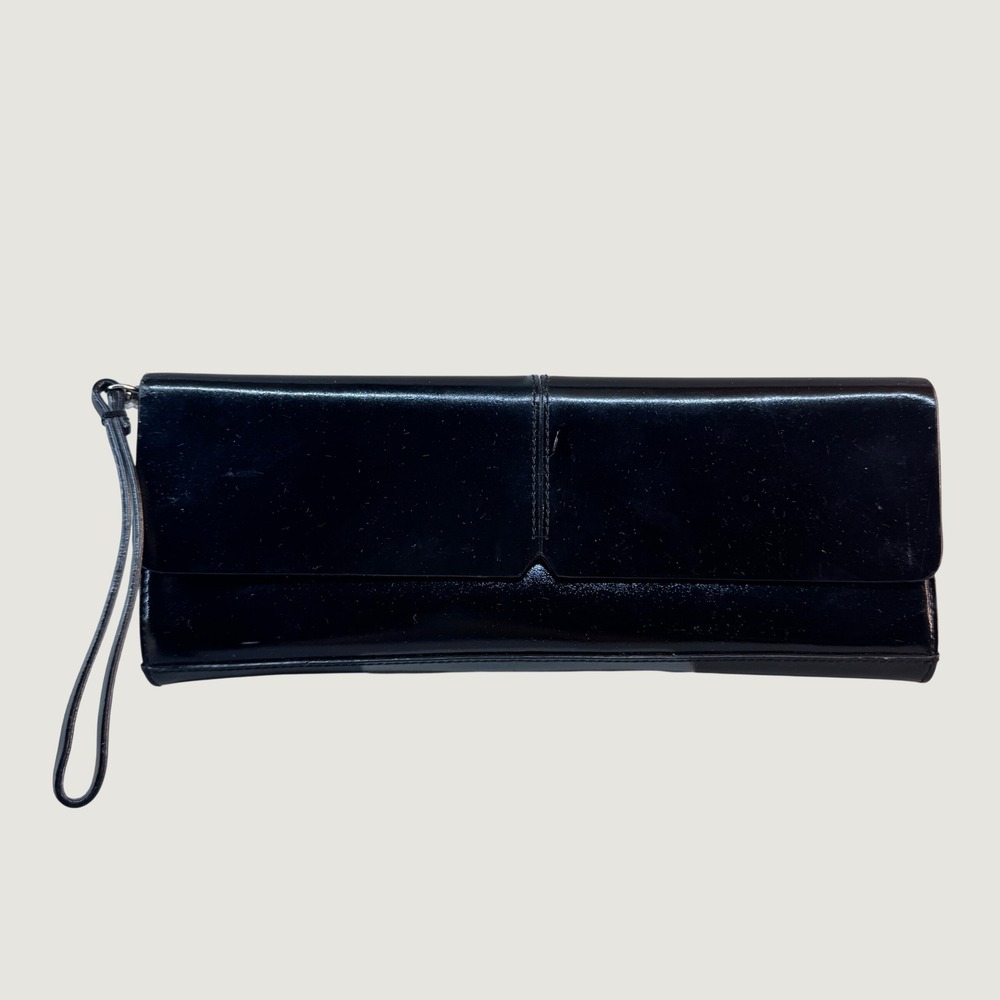 Alfani Leather Clutch Wristlet OS Black Minimalist Chic Evening Bag